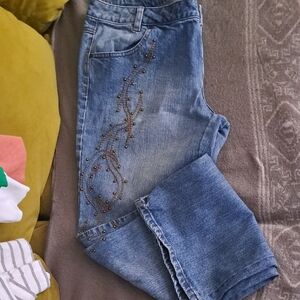 Harley-Davidson Blue Flare Jeans with Brown Accents